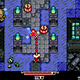A mouse whips slimes in an 8-bit looking graveyard.